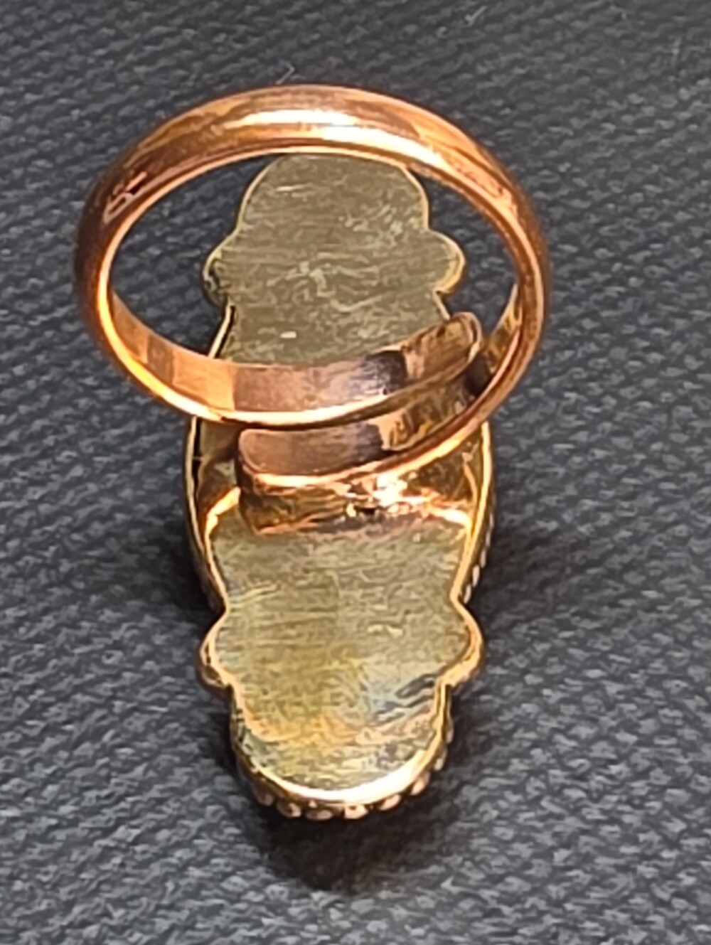 Southwestern Mosaic Inlay Adjustable Ring Black Onyx Copper Tone - Picture 3 of 4